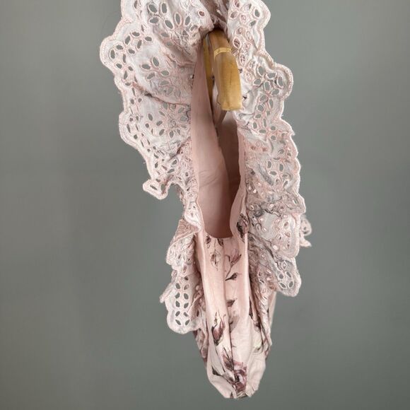 Gap × LoveShackFancy Girls Pink Floral Ruffle Button-Front Top Size Large - Picture 4 of 9